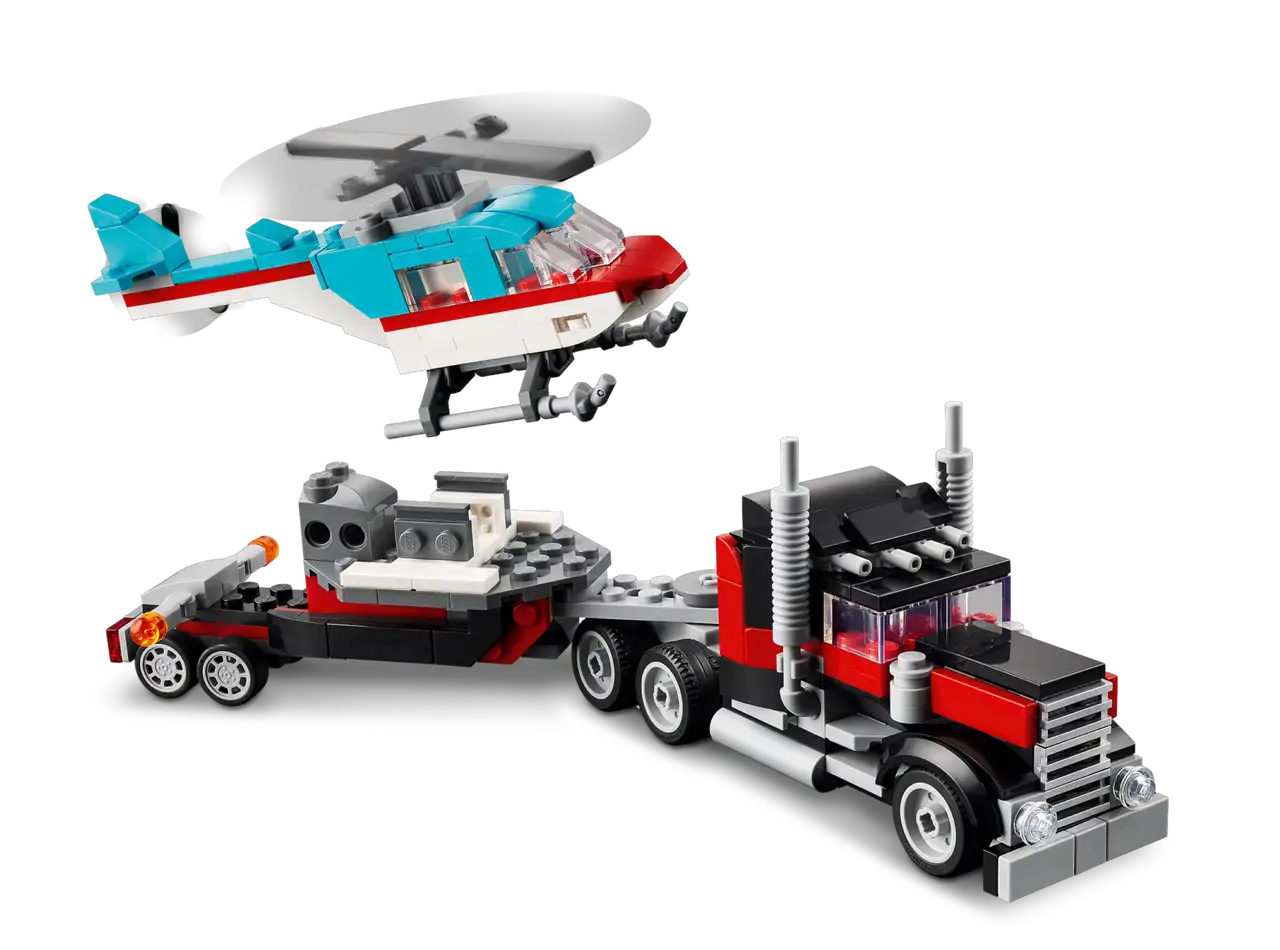 Flatbed Truck with Helicopter