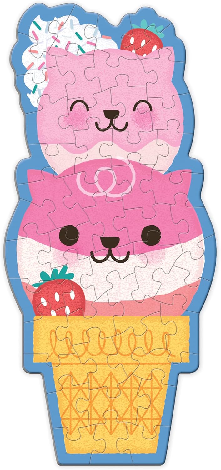 Strawberry Cat Cone 48 Piece Scratch and Sniff Shaped Mini Puzzle