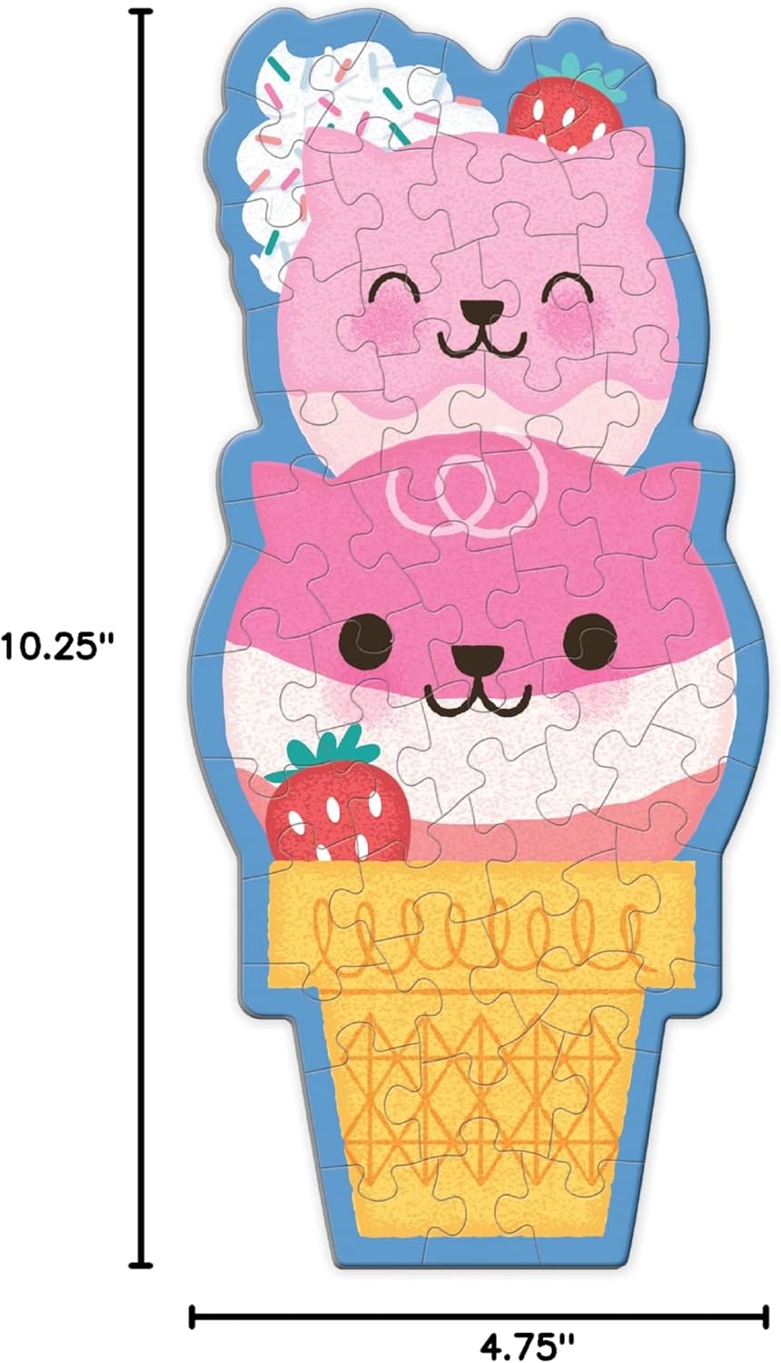 Strawberry Cat Cone 48 Piece Scratch and Sniff Shaped Mini Puzzle