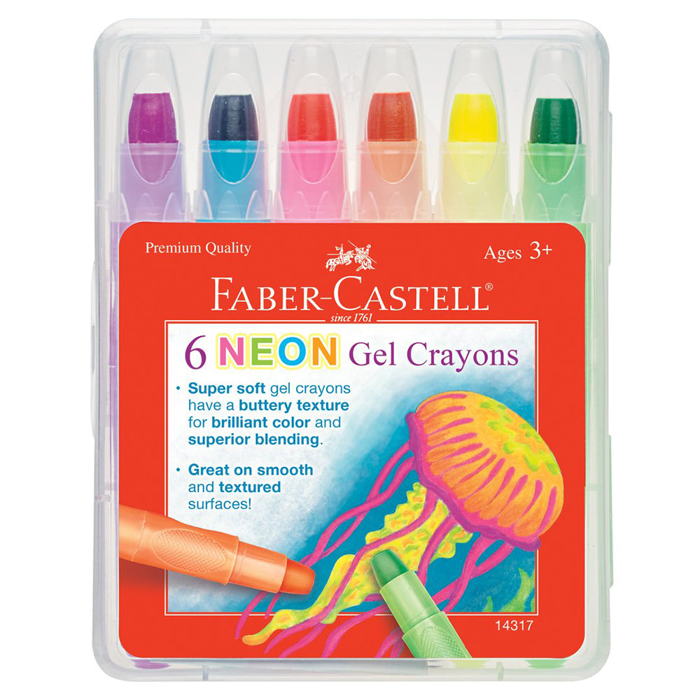 6 Neon Gel Crayons in Storage Case