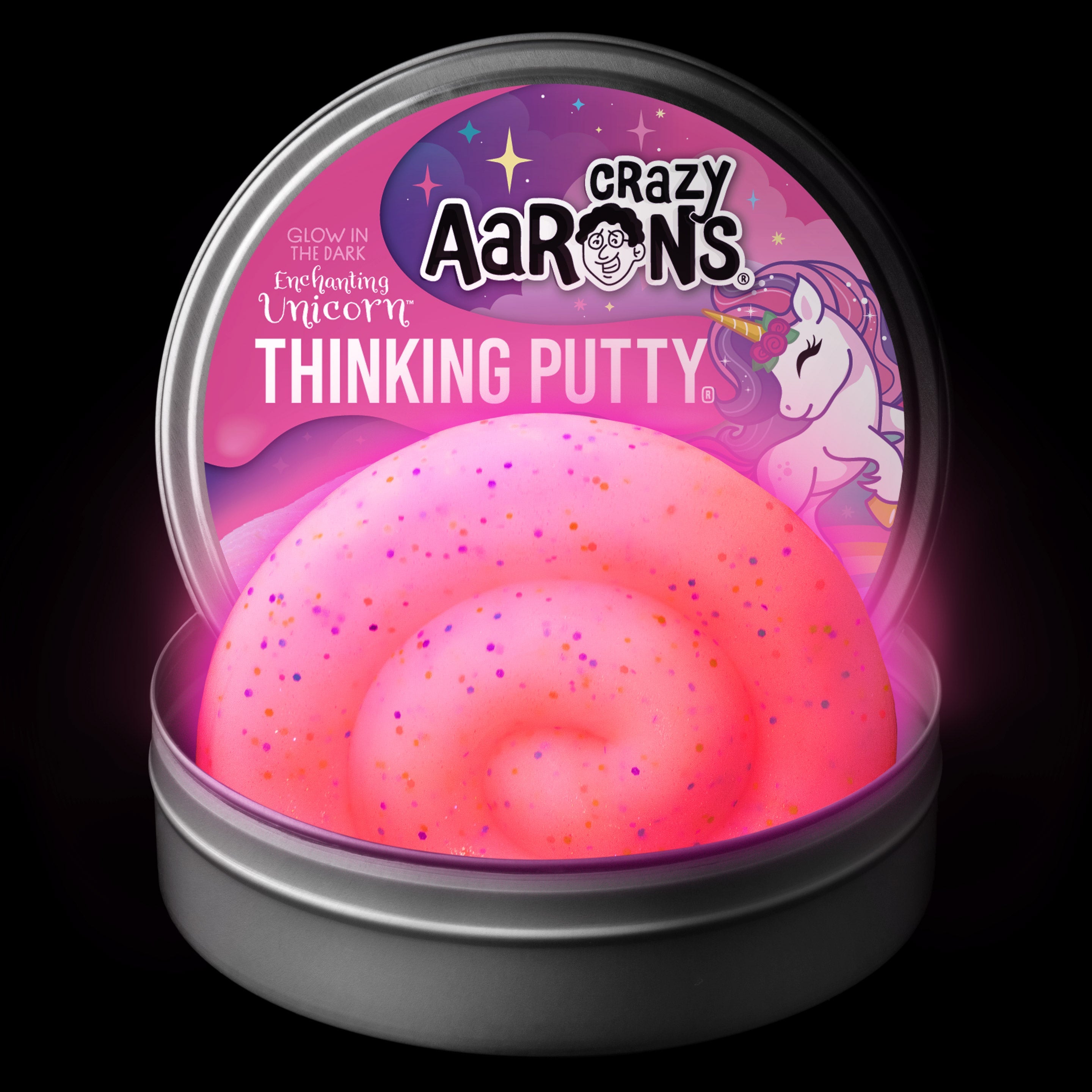 Crazy Aaron's Enchanting Unicorn Thinking Putty tin