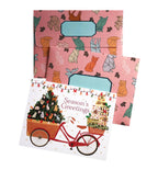 Holiday Card – Bike with Tree and Origami Woodland Ornaments