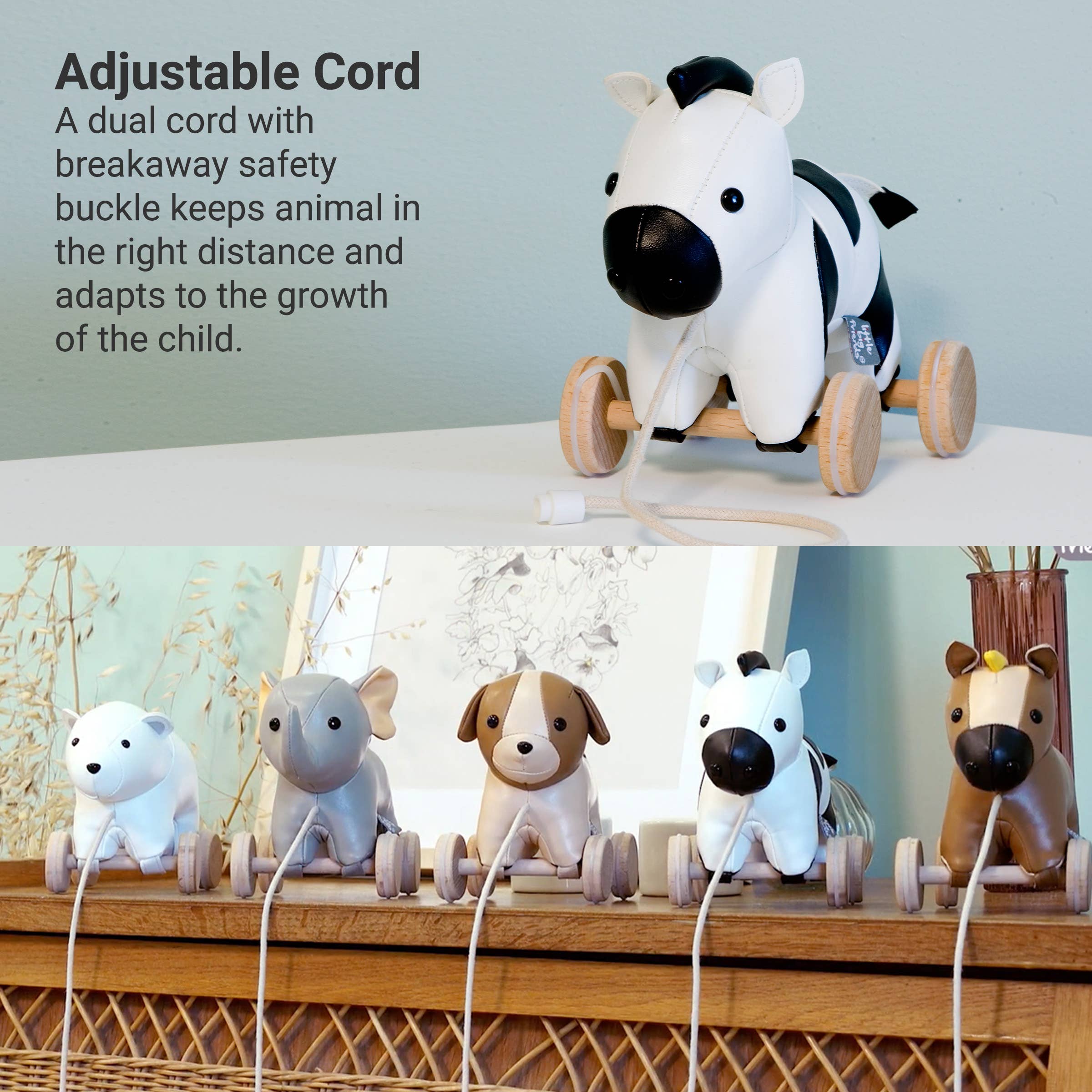 Pull Along Friends -Zebra|Toy with Wheels