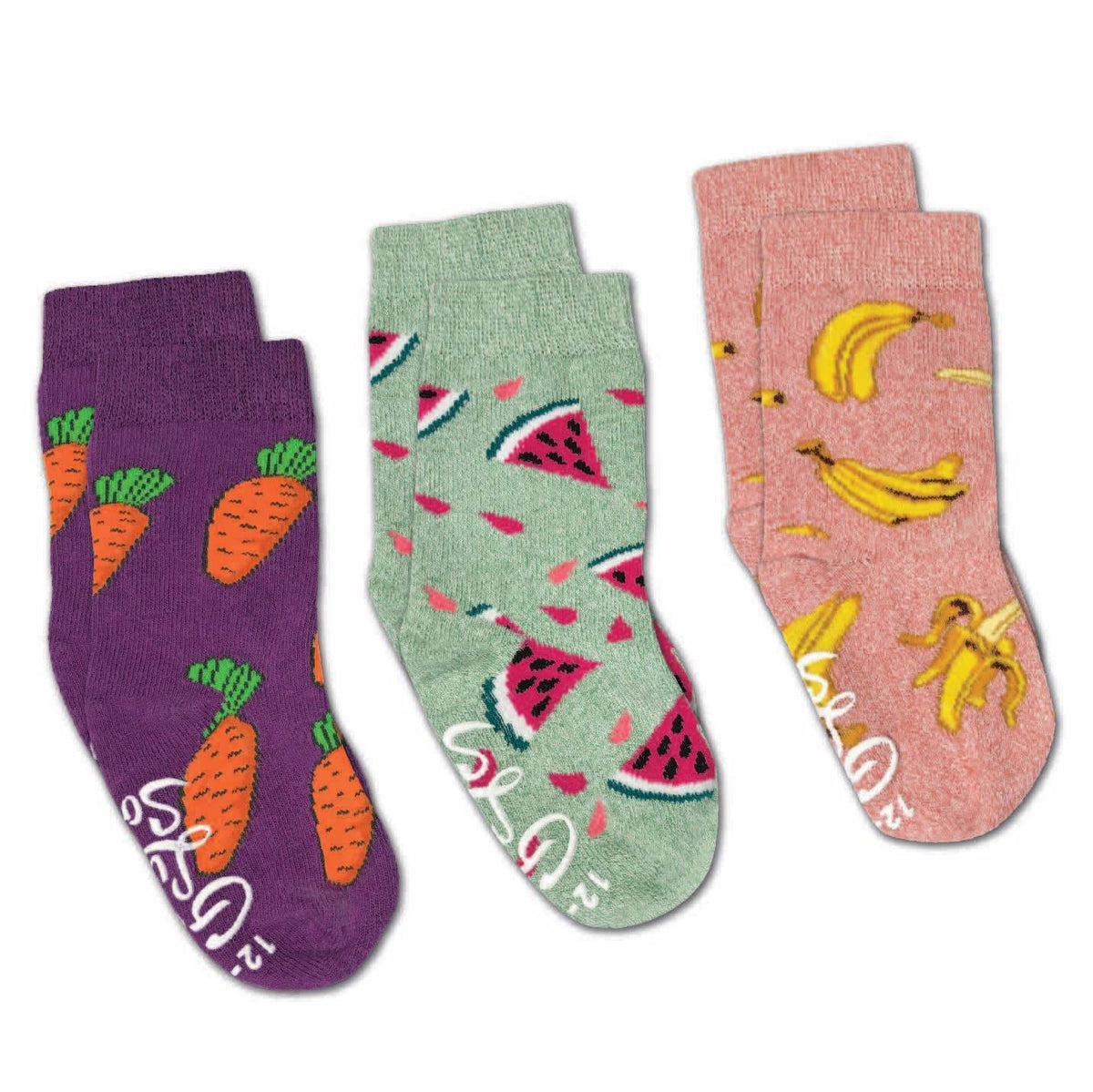 Bananas, Carrots and Watermelon Kids Socks for 2-4 Years