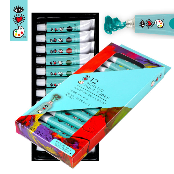 12 Acrylic Paint Tubes