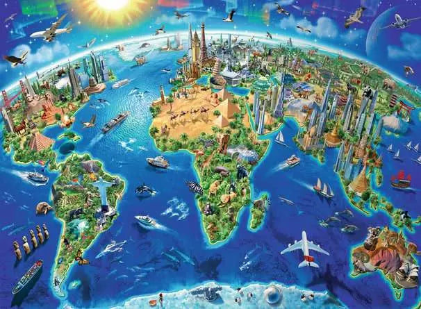 World Landmarks Map 300pc Puzzle