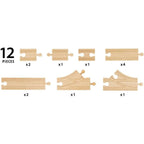 BRIO World Starter Track Pack - 12-Piece Wooden Train Track Set for Kids