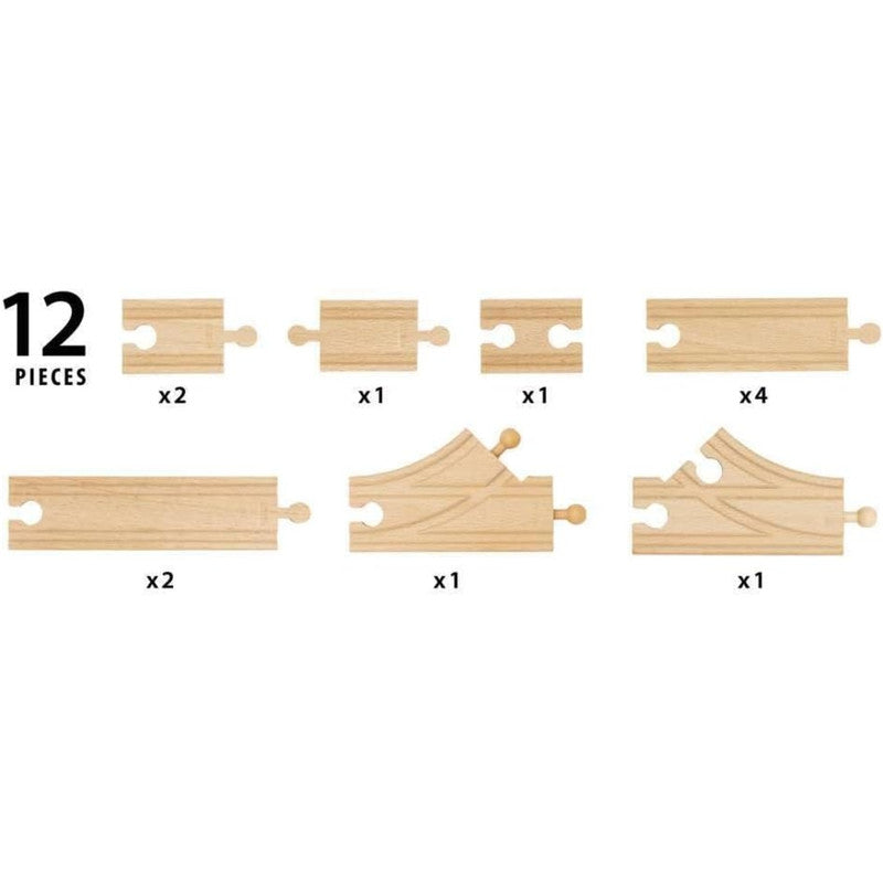 BRIO World Starter Track Pack - 12-Piece Wooden Train Track Set for Kids