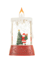 Red/White LED Candle Snow Globe with Santa
