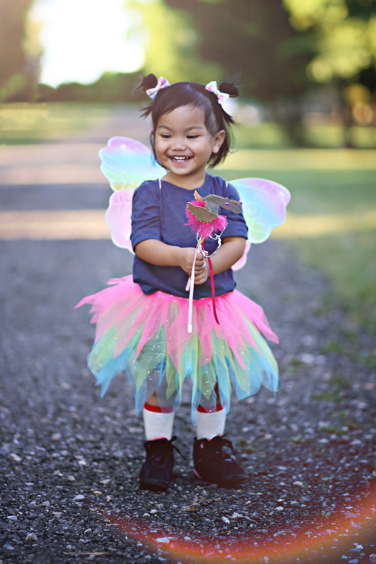 Neon Rainbow Tutu With Wings & Wand