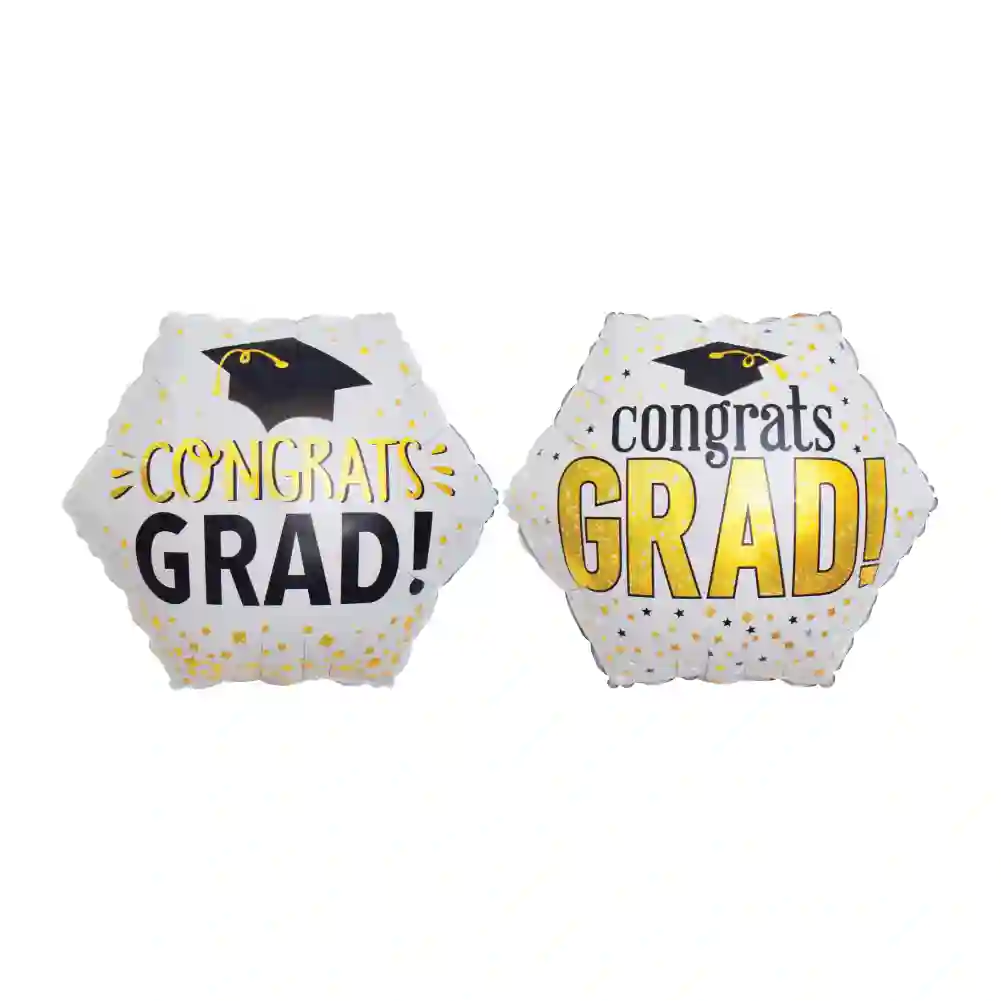 18" Congrats Grad White (Two-Sided)