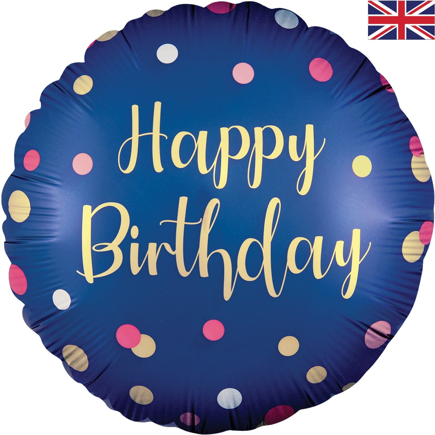 18" Foil Balloon - Navy Birthday Dots