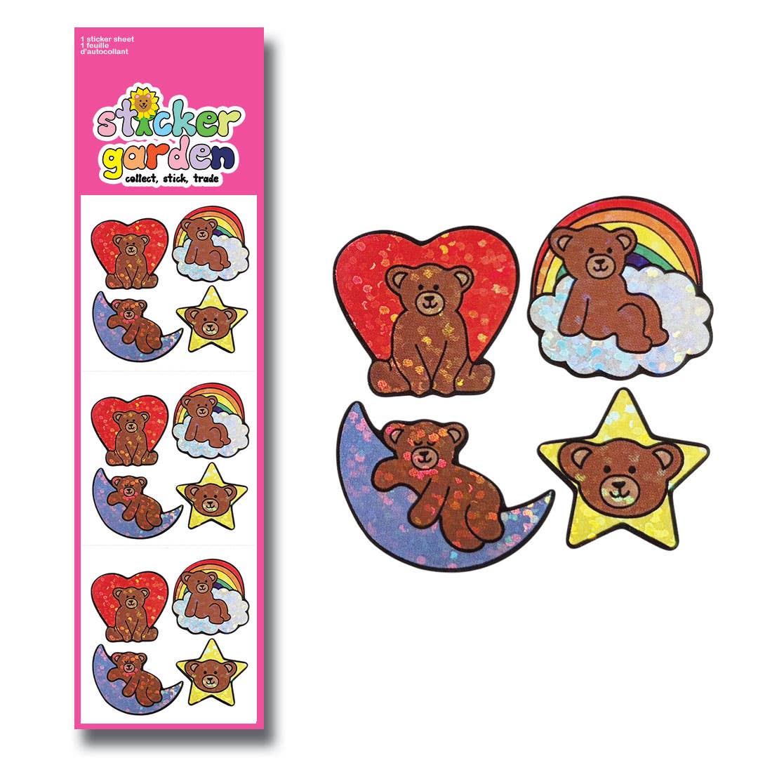 Sparkle Bears in the Clouds Stickers Nostalgia Inspired