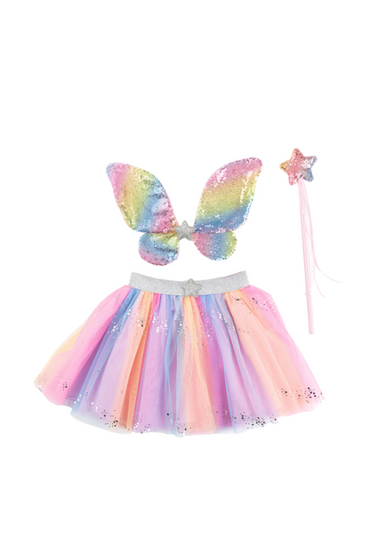 Rainbow Sequins Skirt With Wings & Wand, Size 4-6