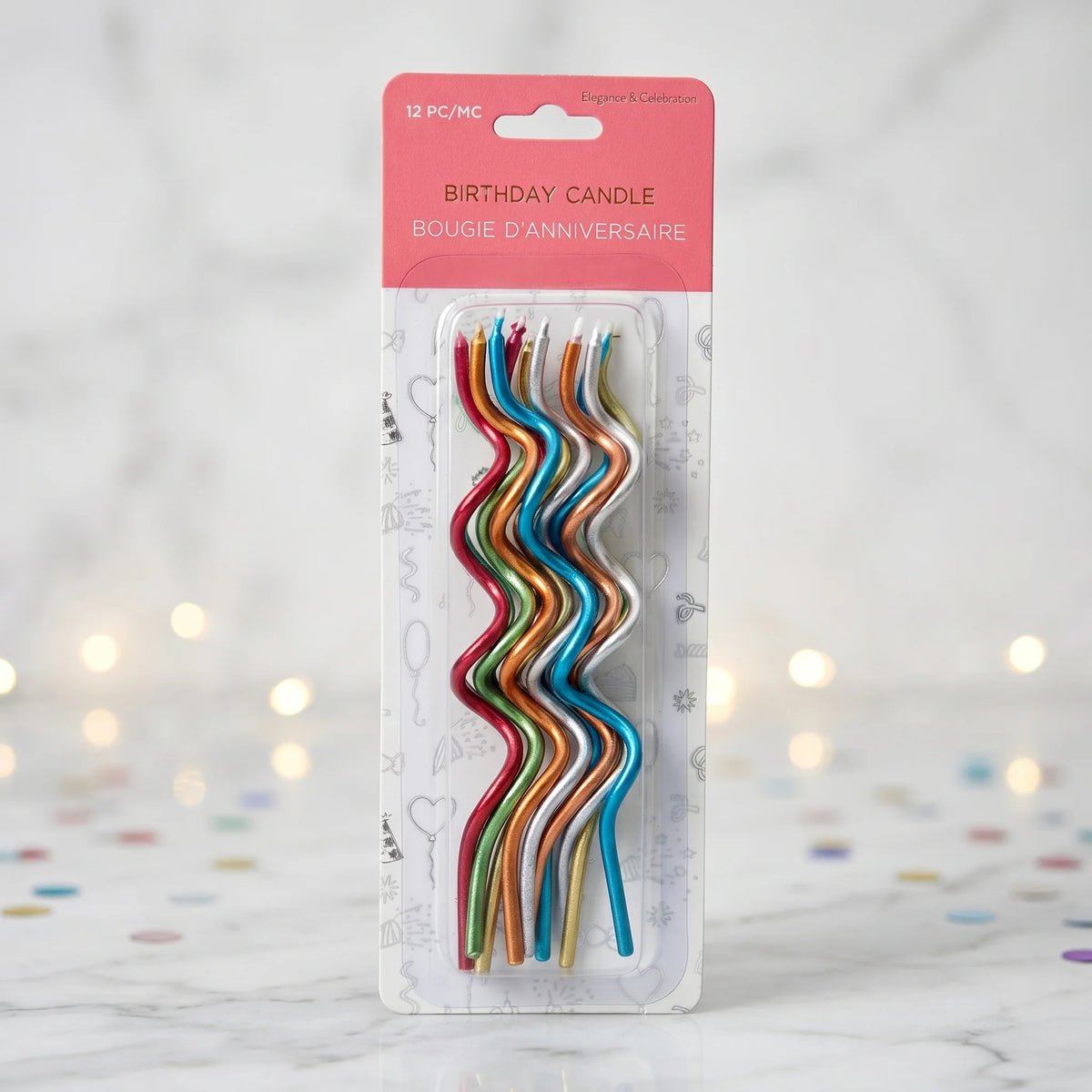 12 Birthday Twisted Candles Metallic Multi Colour