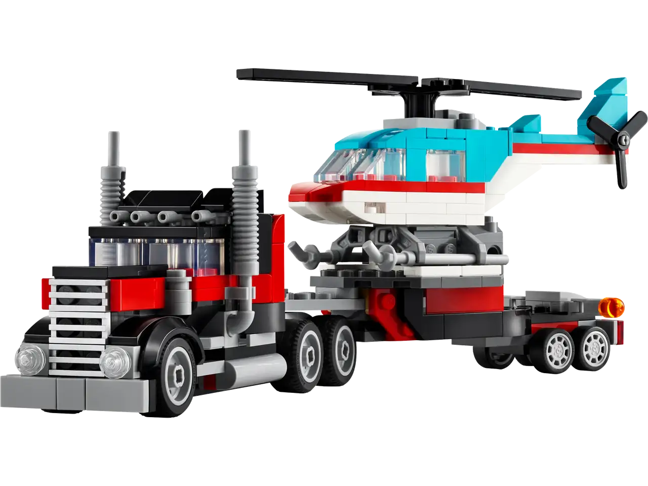 Flatbed Truck with Helicopter