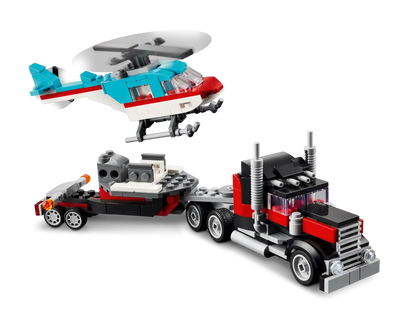 Flatbed Truck with Helicopter