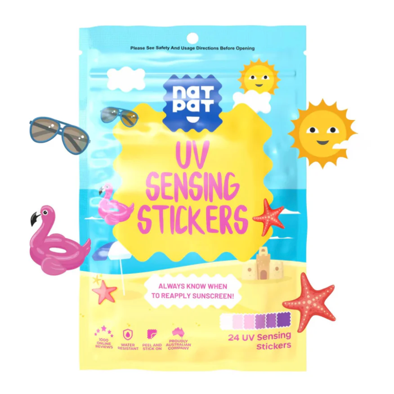 NATPAT UV Stickers: Sunscreen Reminder, Natural Patch