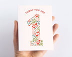 Floral First Birthday Card