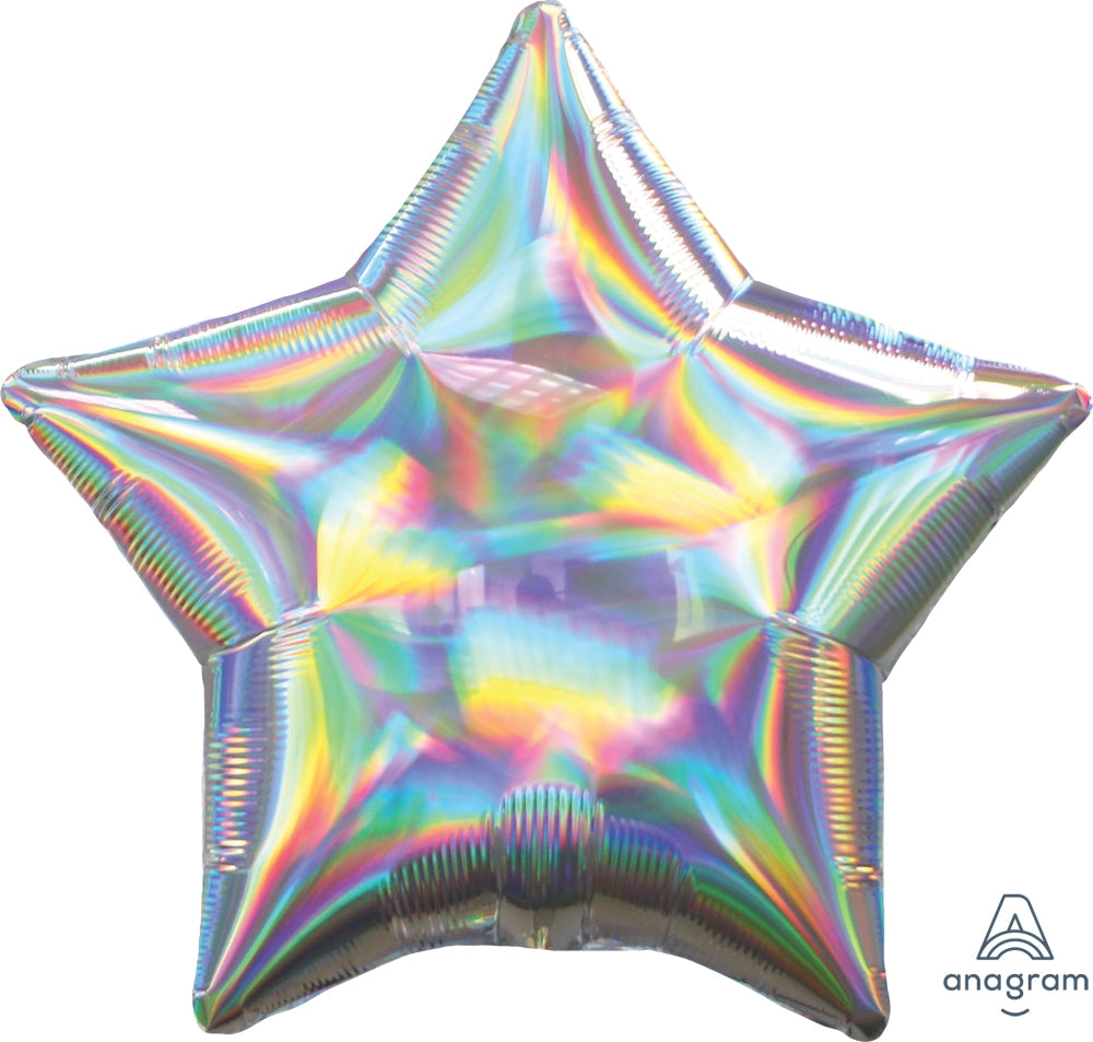 18" Iridescent Silver Star Foil Balloon