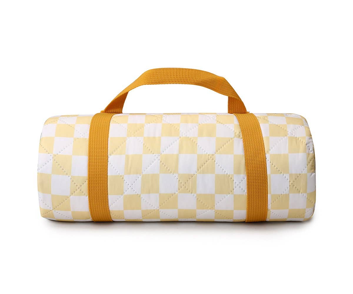 Yellow Chess Stripes Picnic Blanket