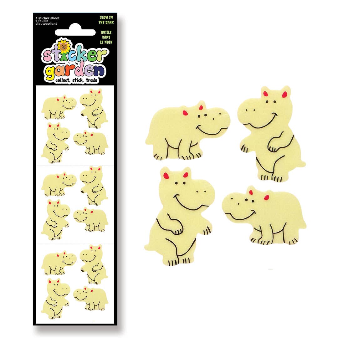 Glow in the Dark Hippos Sticker Sheet