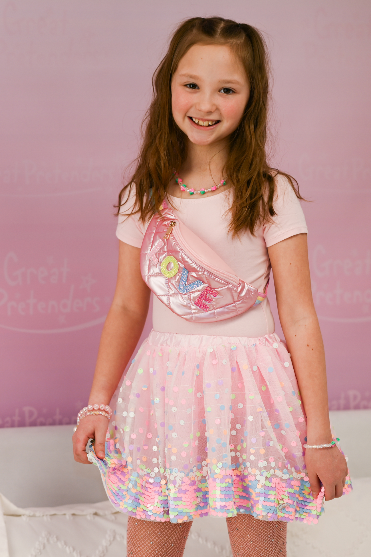 Party Fun Sequins Skirt, Pink/Neon