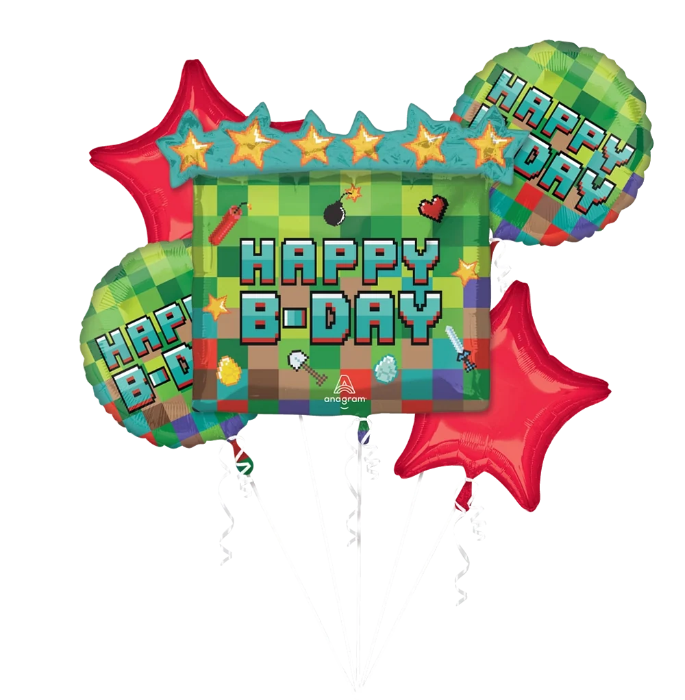 5-Foil Balloon Balloon Bouquet - TNT Pixel Party