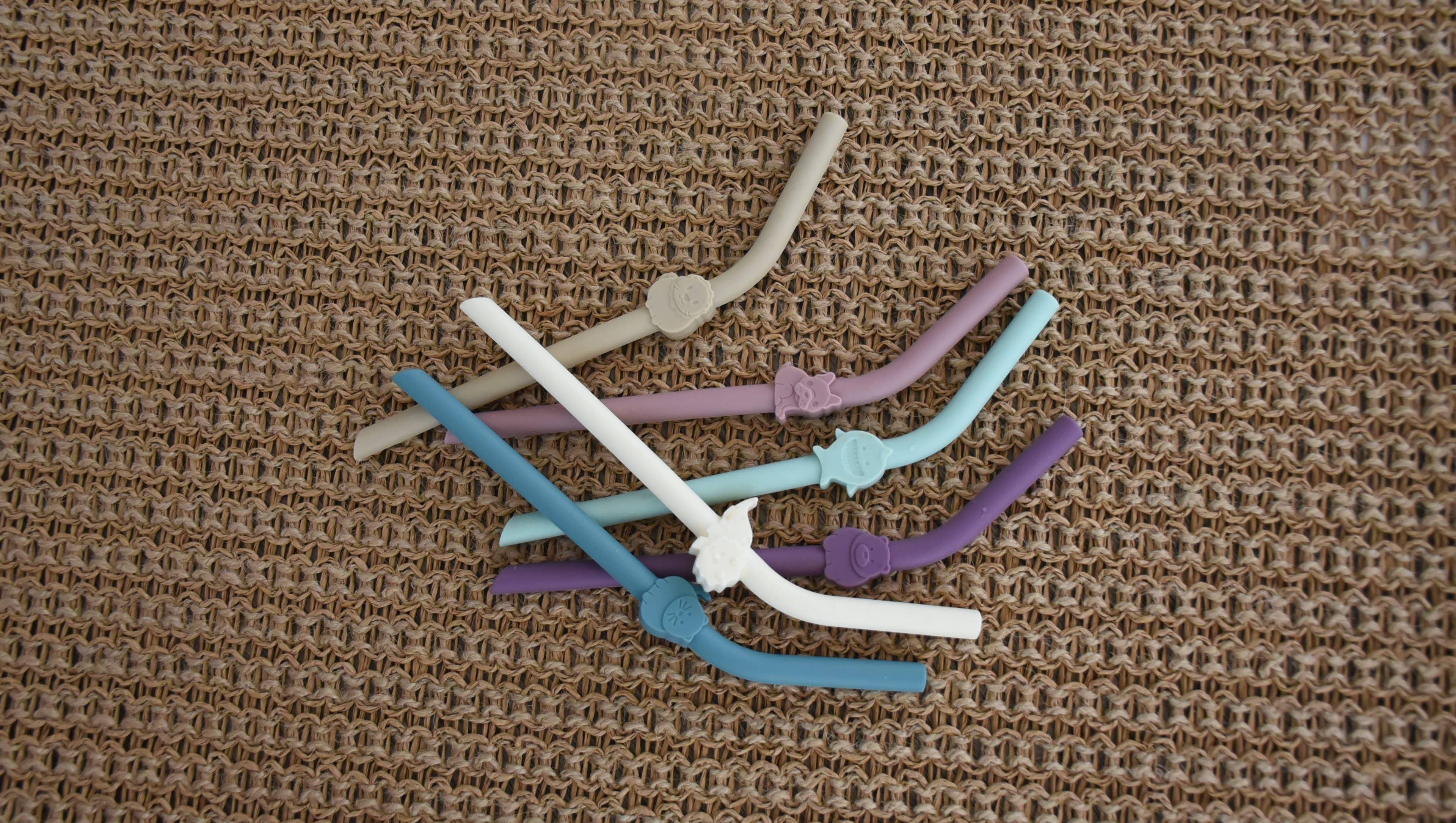 Luxe Silicone Animal Straws with Cleaning Brush