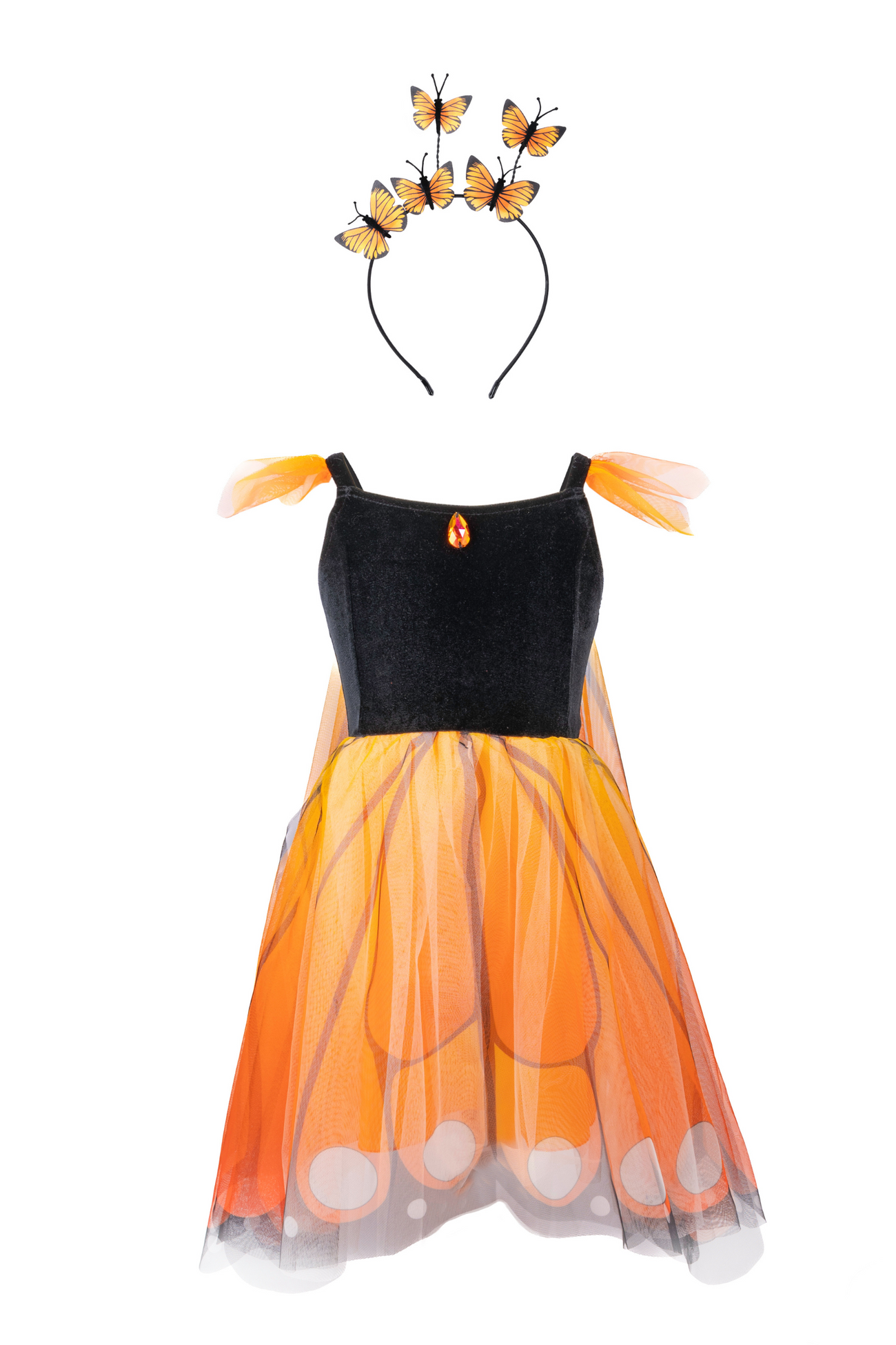 Butterfly Twirl Dress with Wings & Headband, Monarch