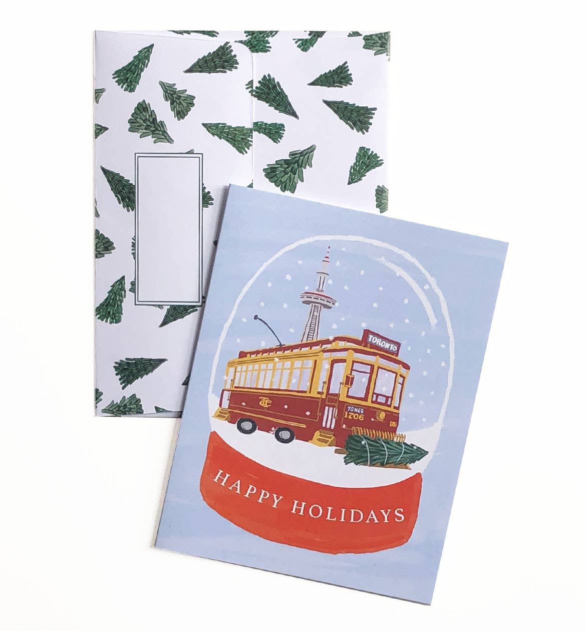 Vintage Streetcar Holiday Card – Festive Christmas Greeting
