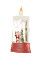 Red/White LED Candle Snow Globe with Santa