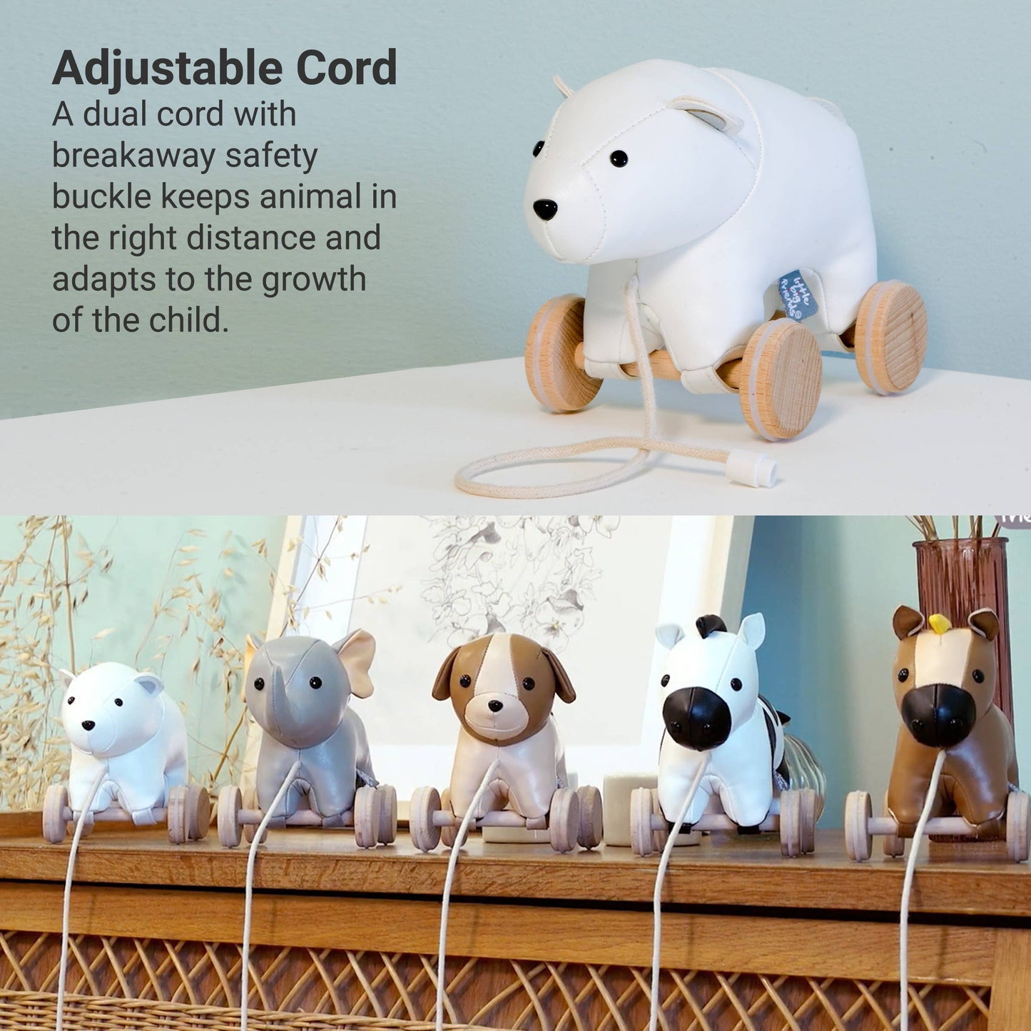 Pull Along Friends-Polar Bear | Wheeled Toy