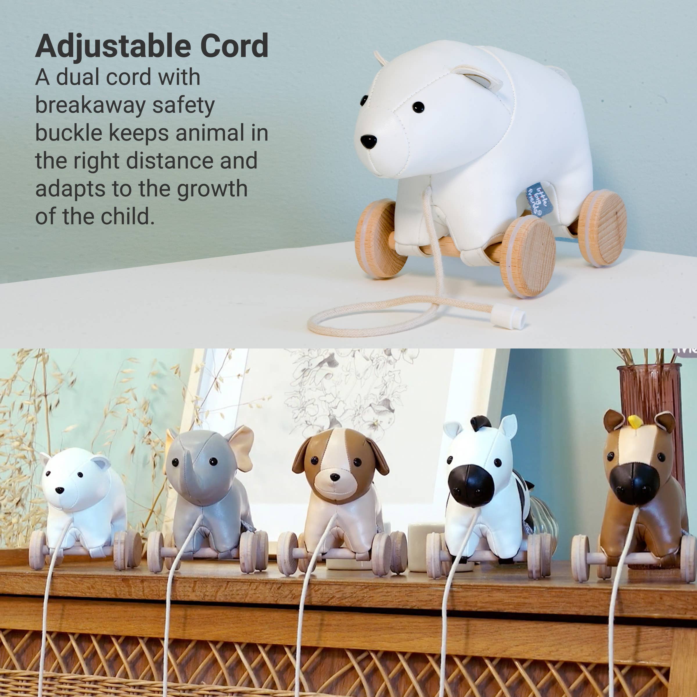 Pull Along Friends-Polar Bear - Wheeled Toy
