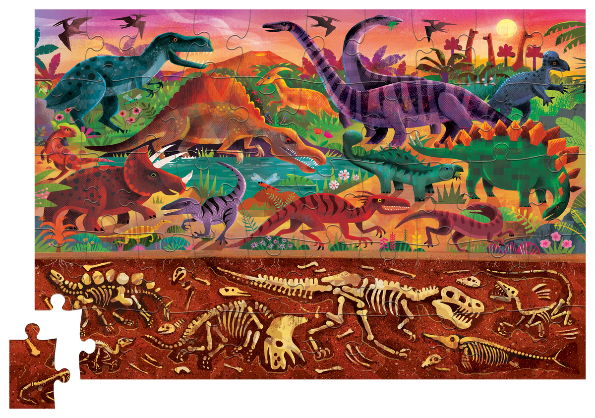 50-pc Holographic Puzzle Dinosaurs completed