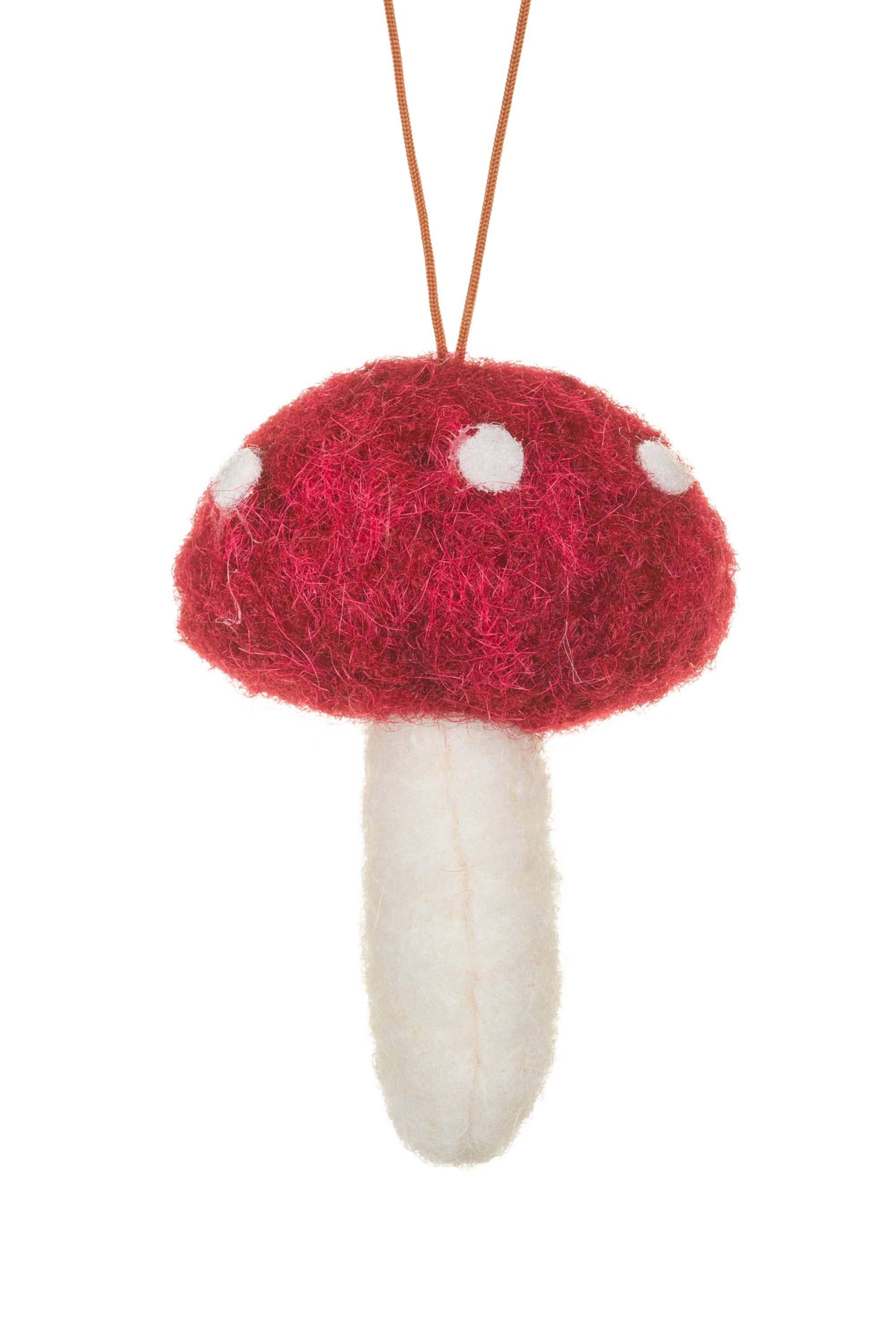 Spotted Red/White Fabric Mushroom Ornament
