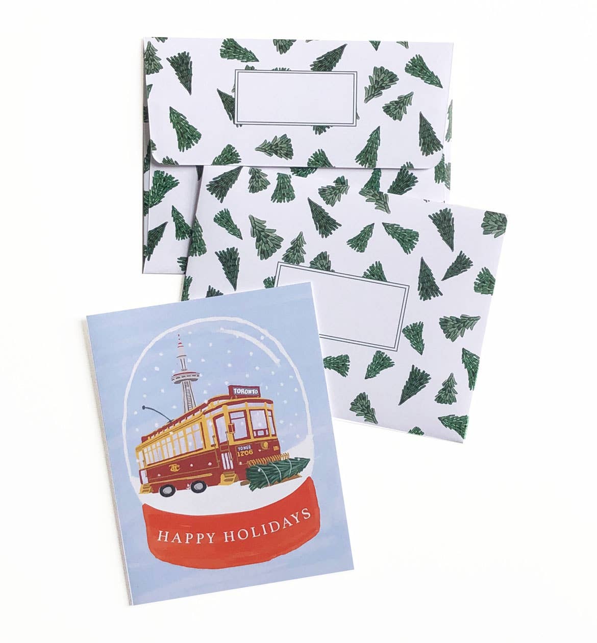 Vintage Streetcar Holiday Card – Festive Christmas Greeting
