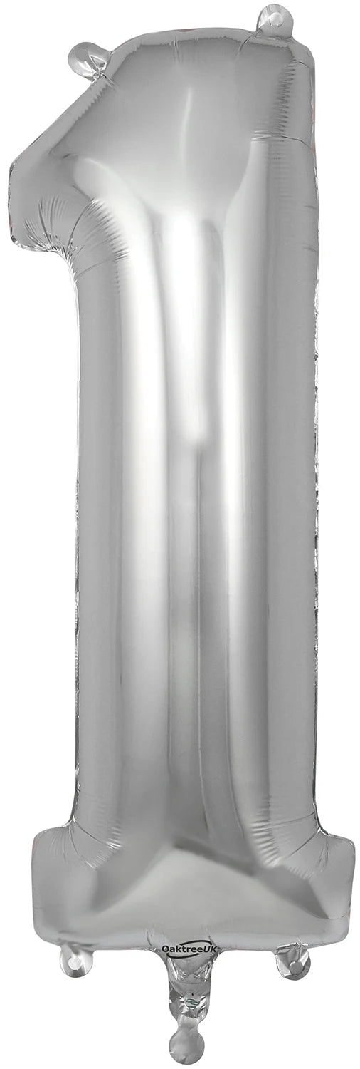 34" Foil Number Balloon - 0 to 9 - Silver