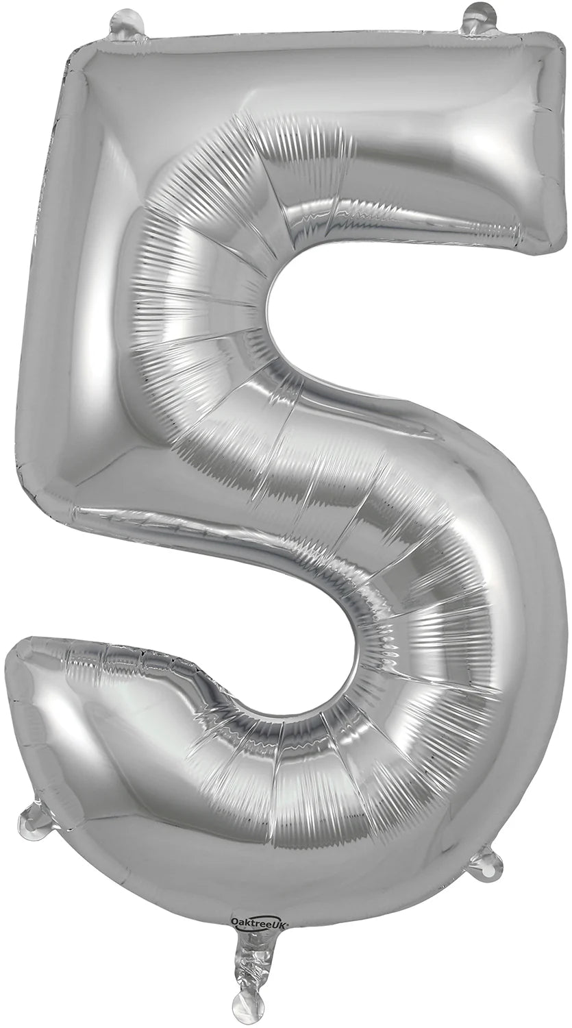 34" Foil Number Balloon - 0 to 9 - Silver