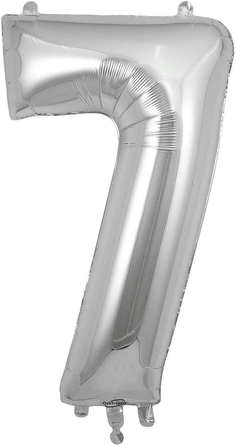34" Foil Number Balloon - 0 to 9 - Silver