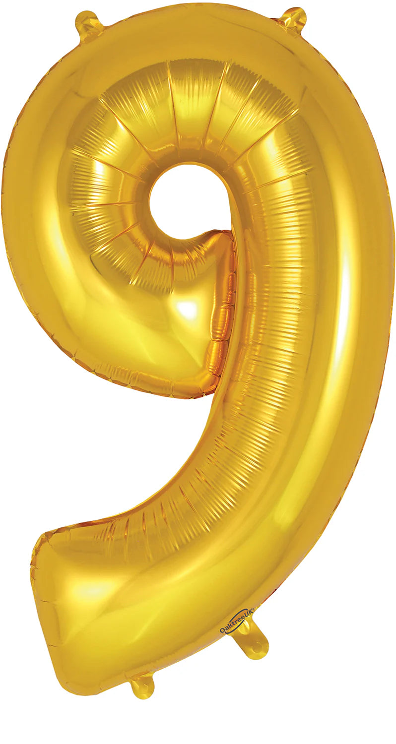 34" Foil Number Balloon - 0 to 9 - Gold