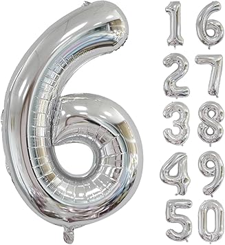 34" Foil Number Balloon - 0 to 9 - Silver