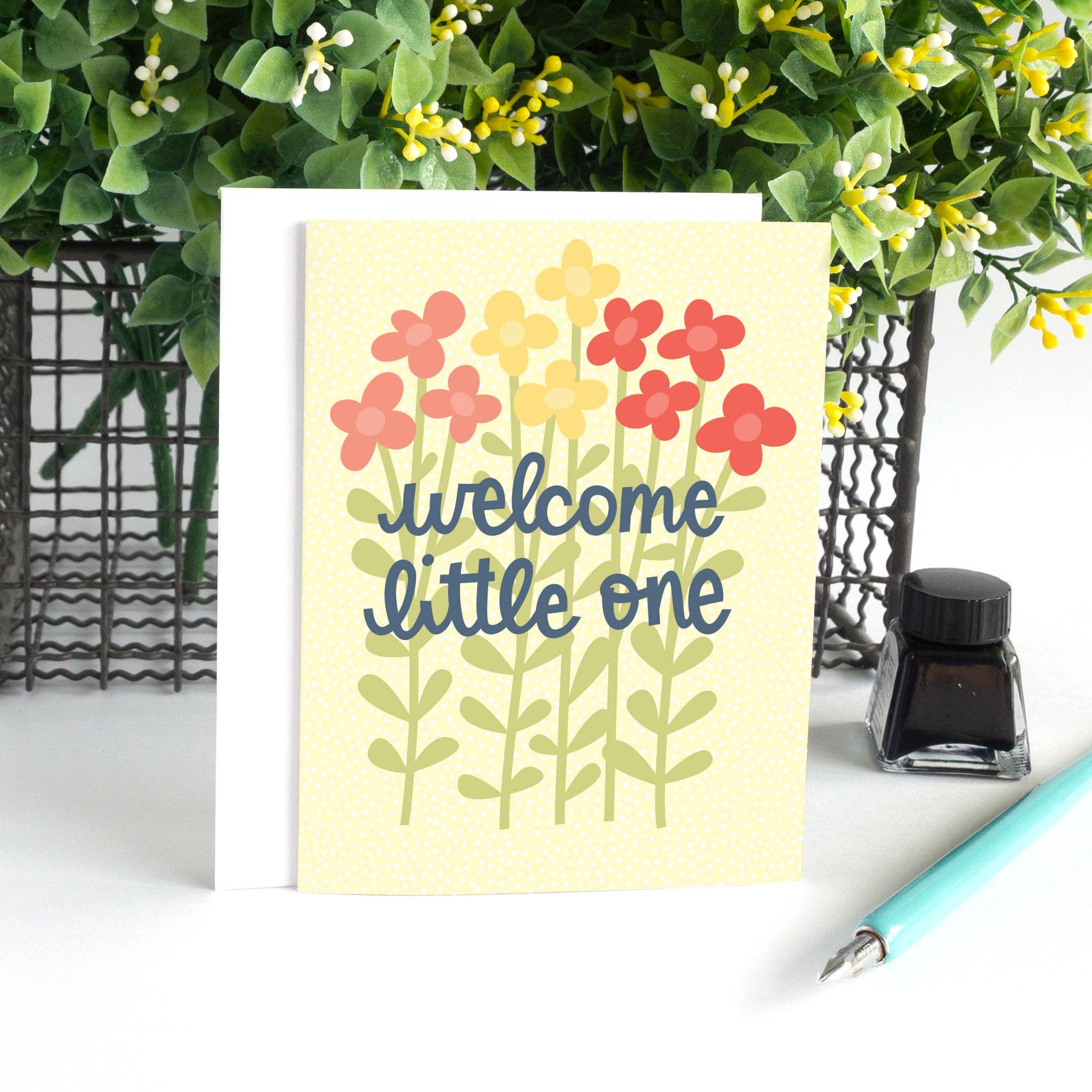 Cute Floral New Baby Card
