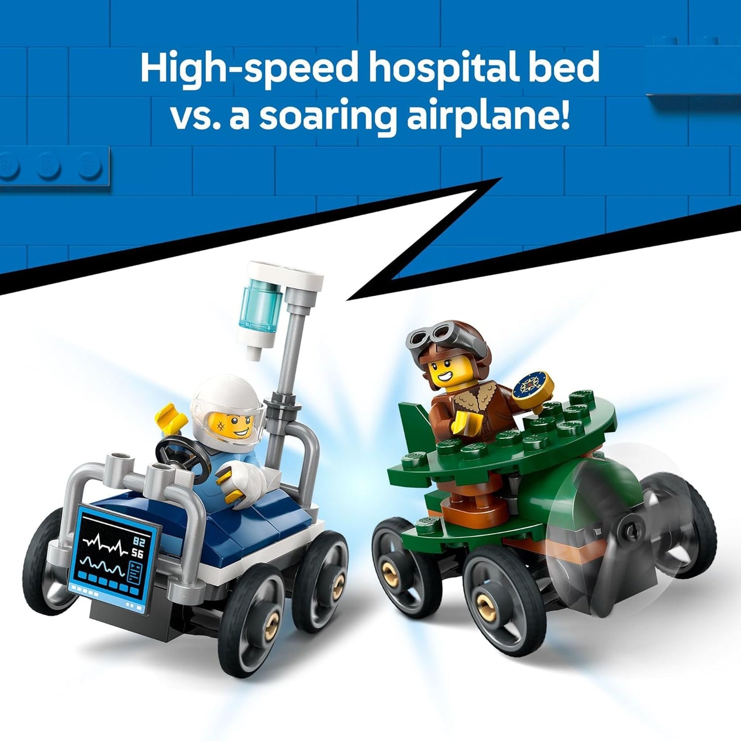 Airplane vs. Hospital Bed Race Car Pack