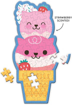 Strawberry Cat Cone 48 Piece Scratch and Sniff Shaped Mini Puzzle