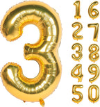 34" Foil Number Balloon - 0 to 9 - Gold