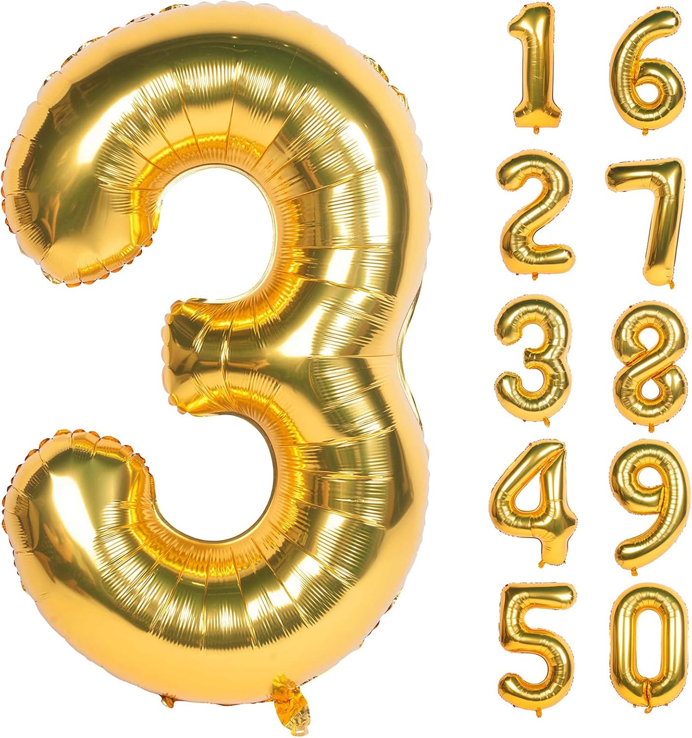 34" Foil Number Balloon - 0 to 9 - Gold
