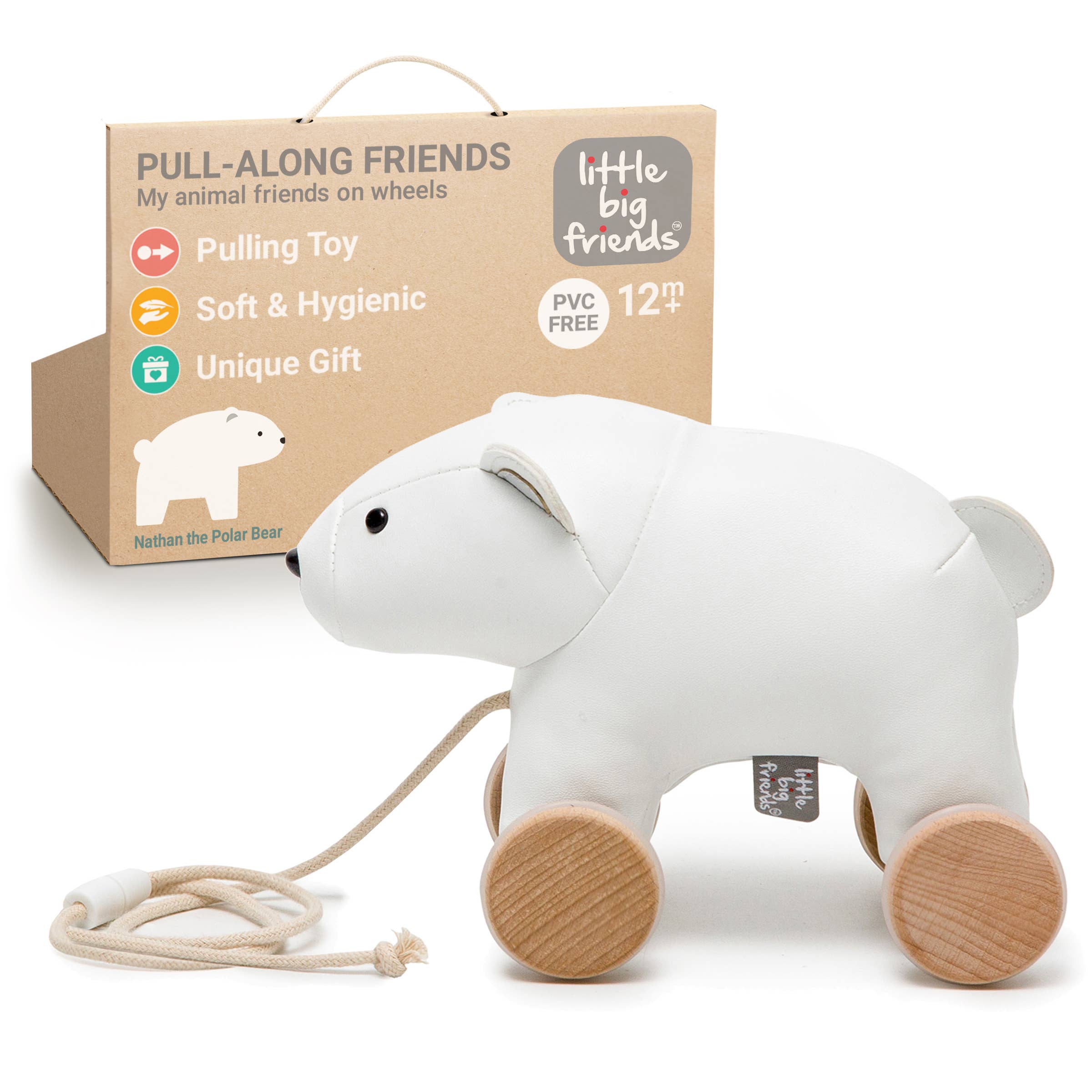 Pull Along Friends-Polar Bear - Wheeled Toy
