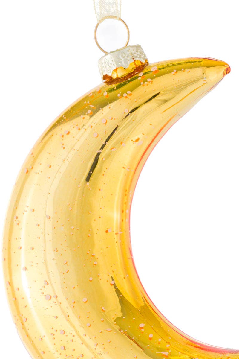 Gold Glossy Crescent Moon Ornament