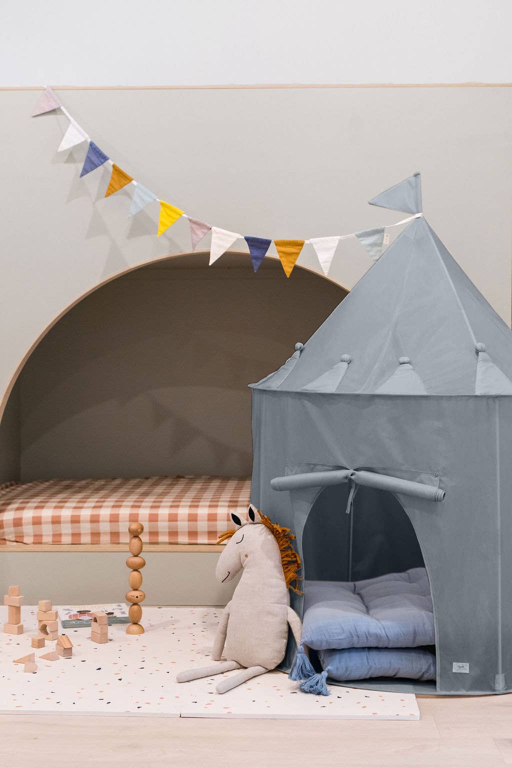 Kids Play Tent Castle with Recycled Fabric - Solid Colours